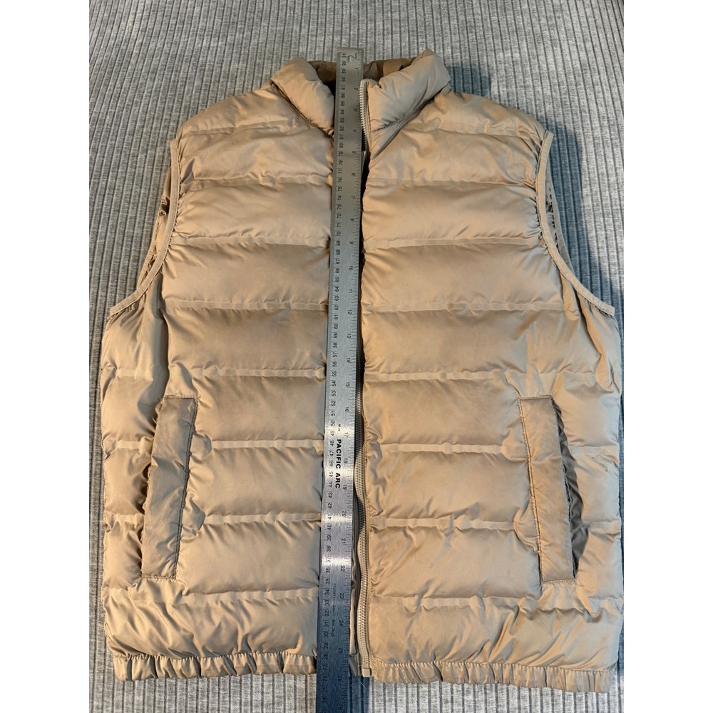 Zara Mens Puffer Vest Tan Khaki Full Zip Quilted Gilet Size Medium - Picture 4 of 5